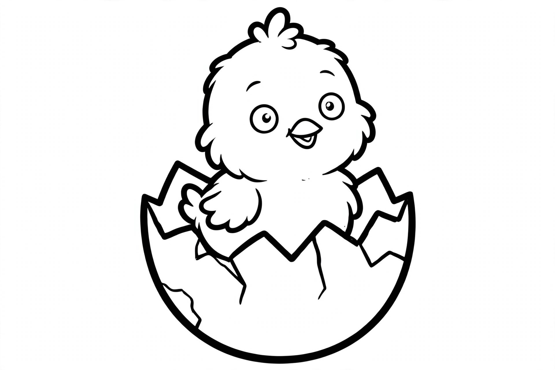 Baby Chick Coloring Page — free printable black and white coloring page for kids