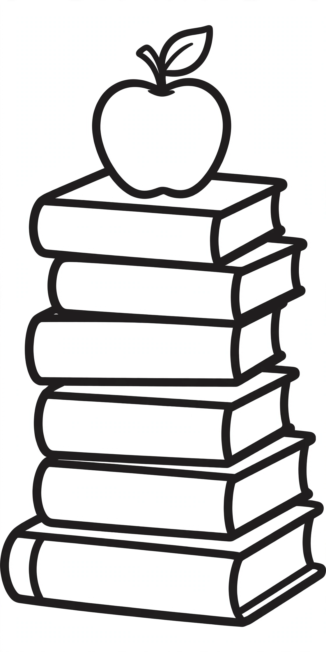 Stack of Books Coloring Page — free printable black and white coloring page for kids
