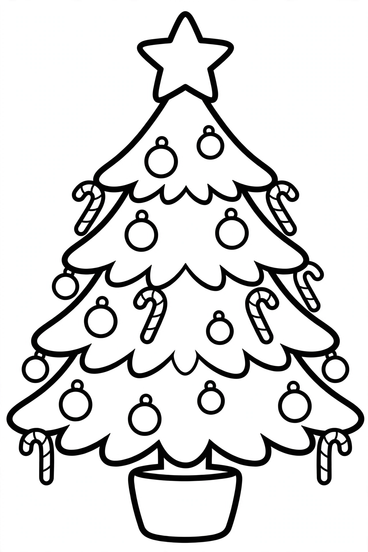 Christmas Tree Coloring Page — free printable black and white coloring page for kids
