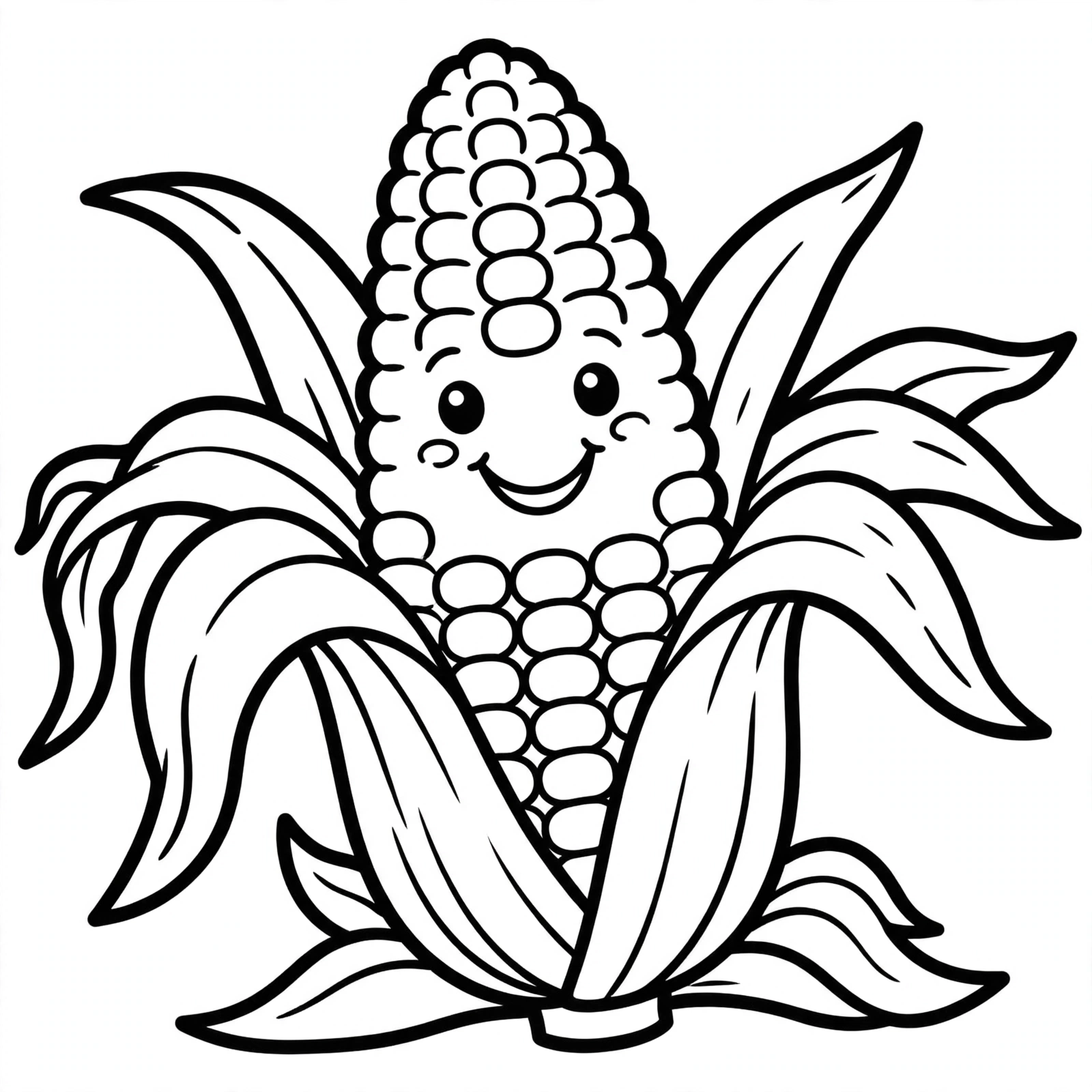 Corn Coloring Page — free printable black and white coloring page for kids
