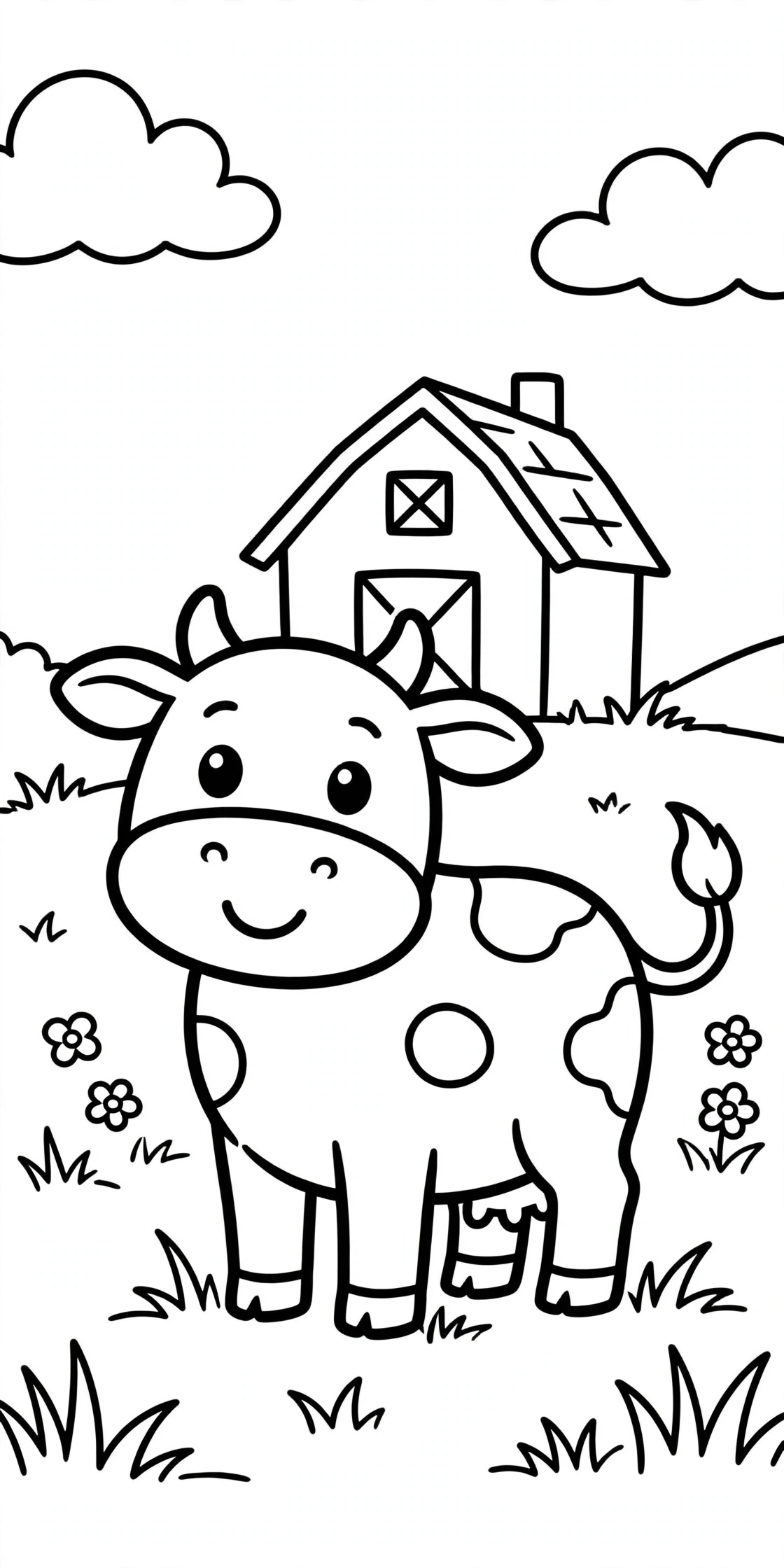 Friendly Cow Coloring Page