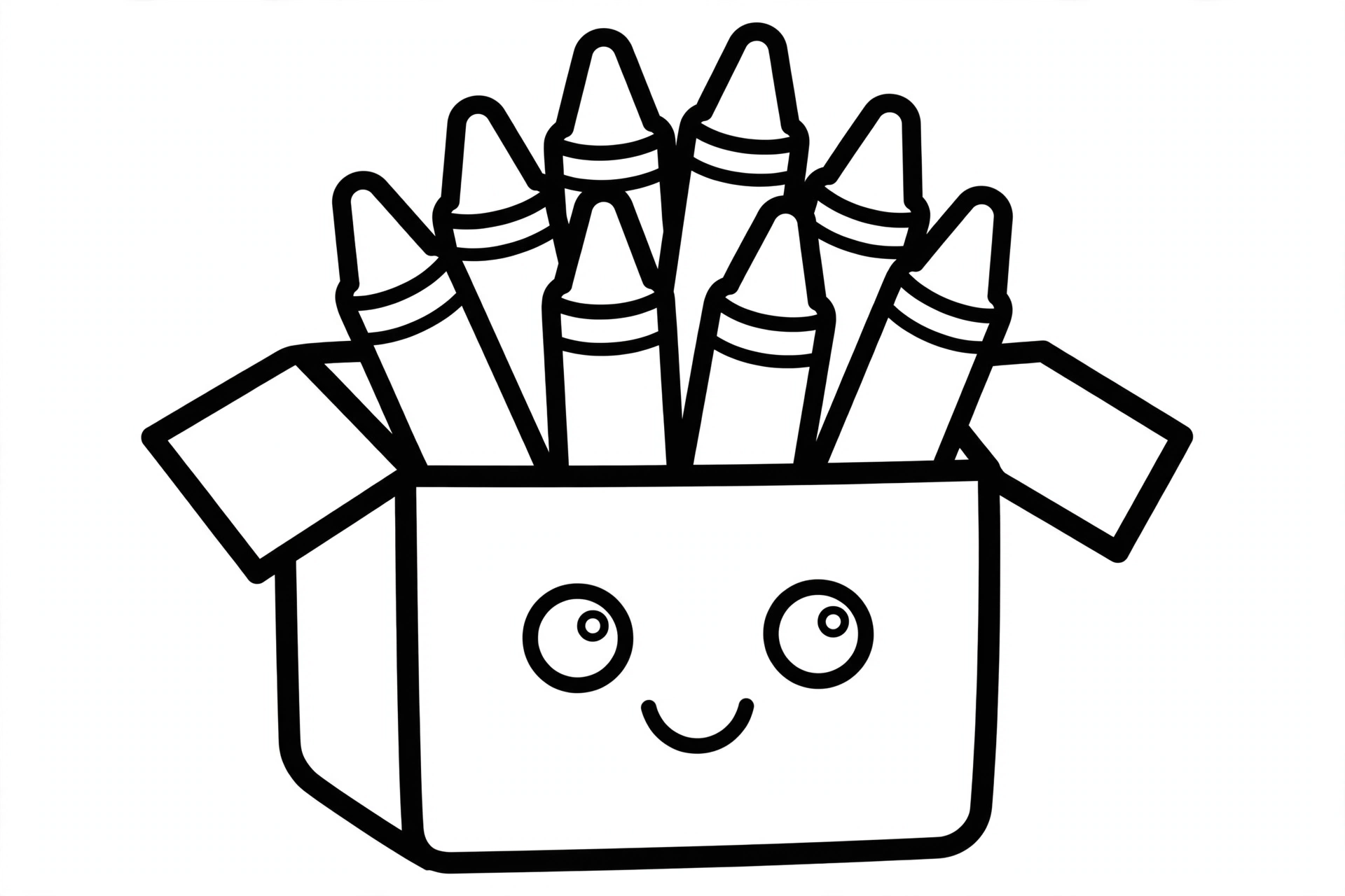 Box of Crayons Coloring Page — free printable black and white coloring page for kids