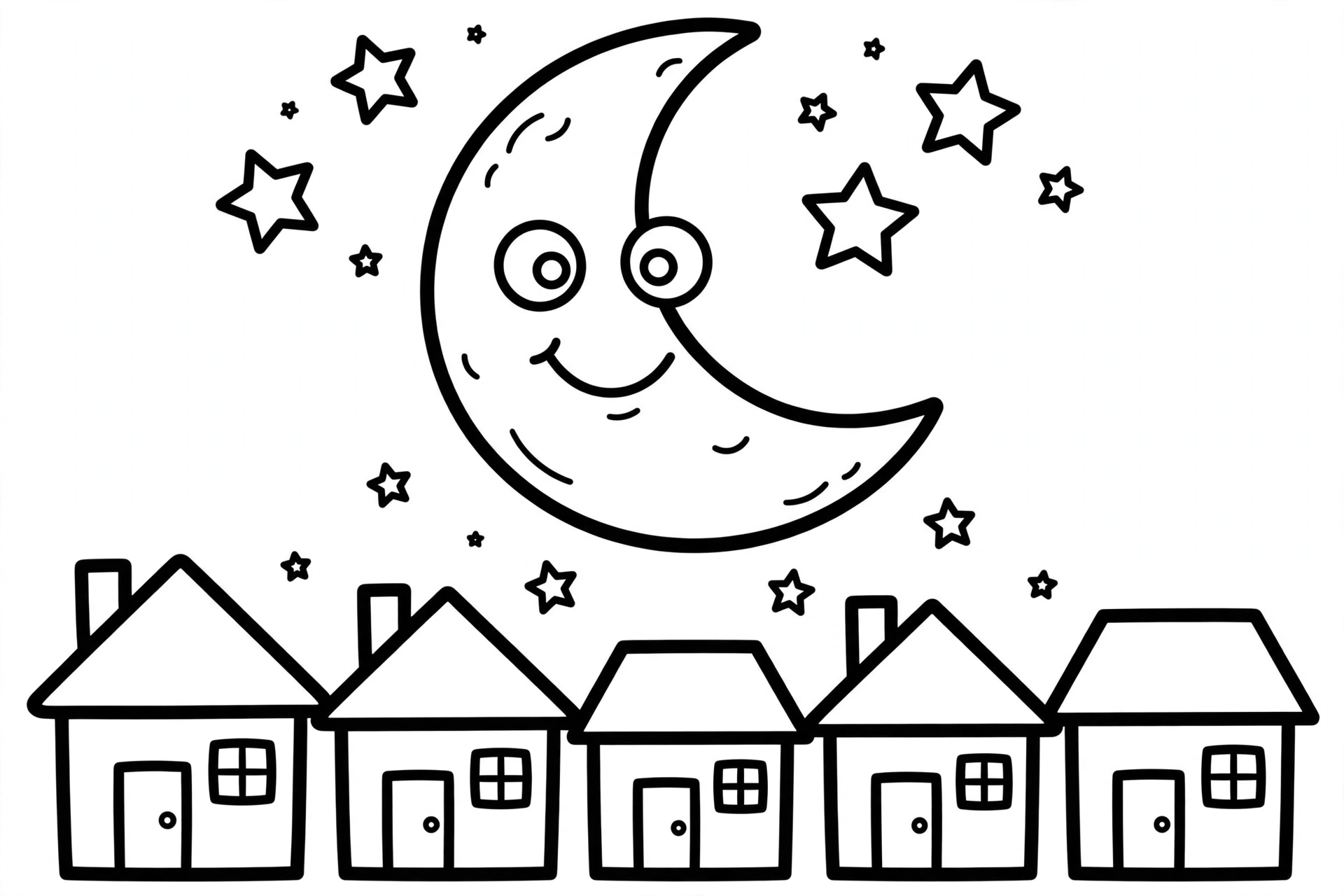 Ramadan Crescent Moon Coloring Page — free printable black and white coloring page for kids
