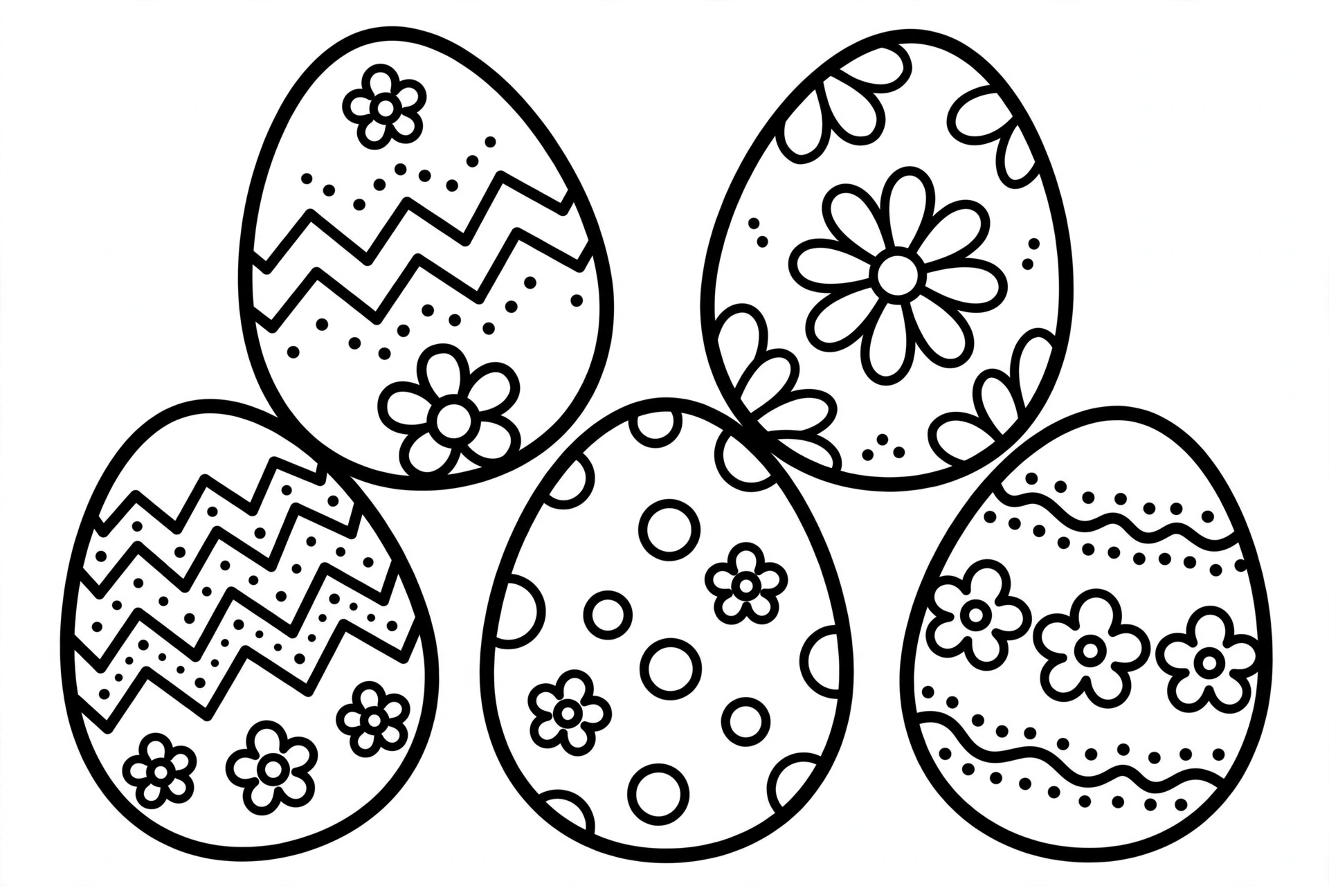 Easter Eggs Coloring Page — free printable black and white coloring page for kids