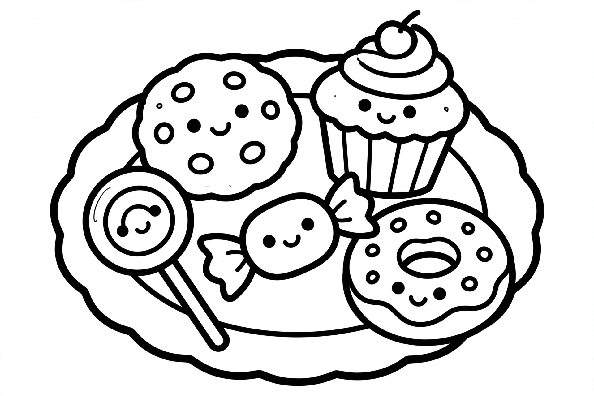 Eid Sweets Coloring Page — free printable black and white coloring page for kids