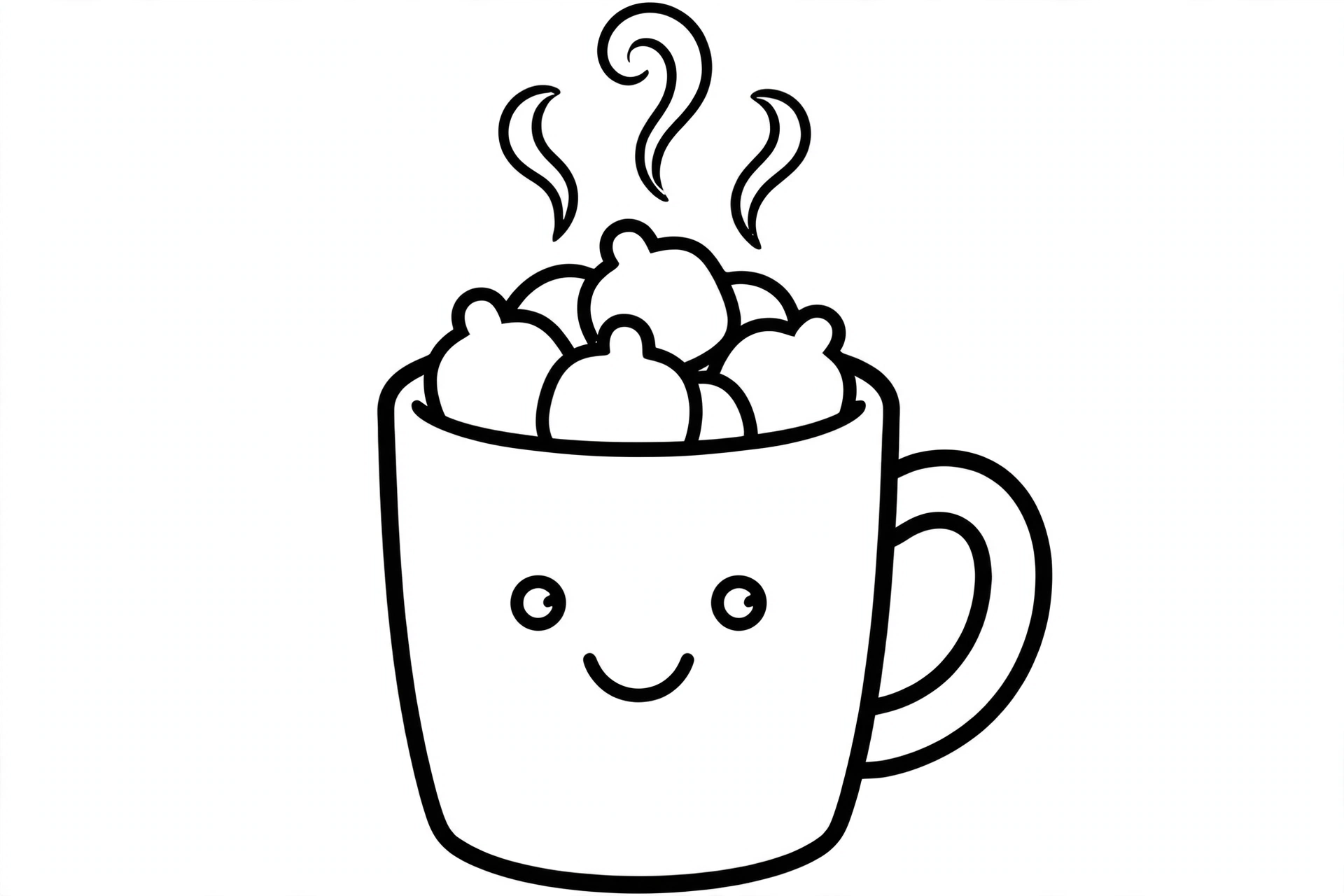 Hot Cocoa Coloring Page — free printable black and white coloring page for kids