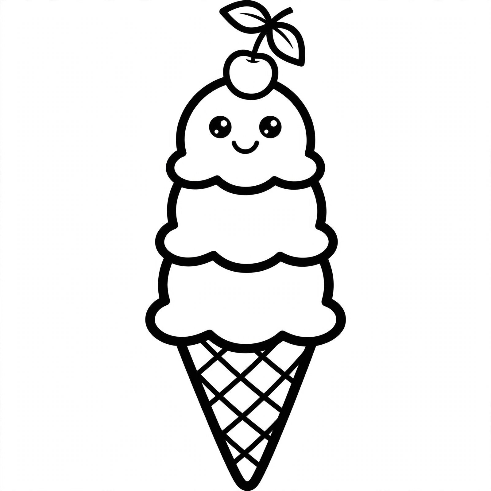 Ice Cream Cone Coloring Page — free printable black and white coloring page for kids