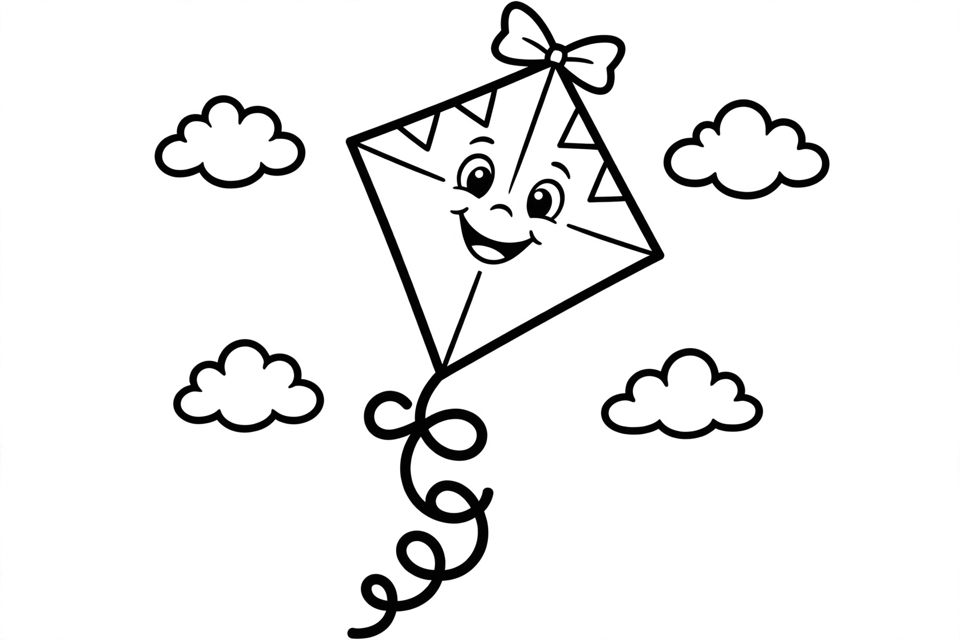 Kite Coloring Page — free printable black and white coloring page for kids