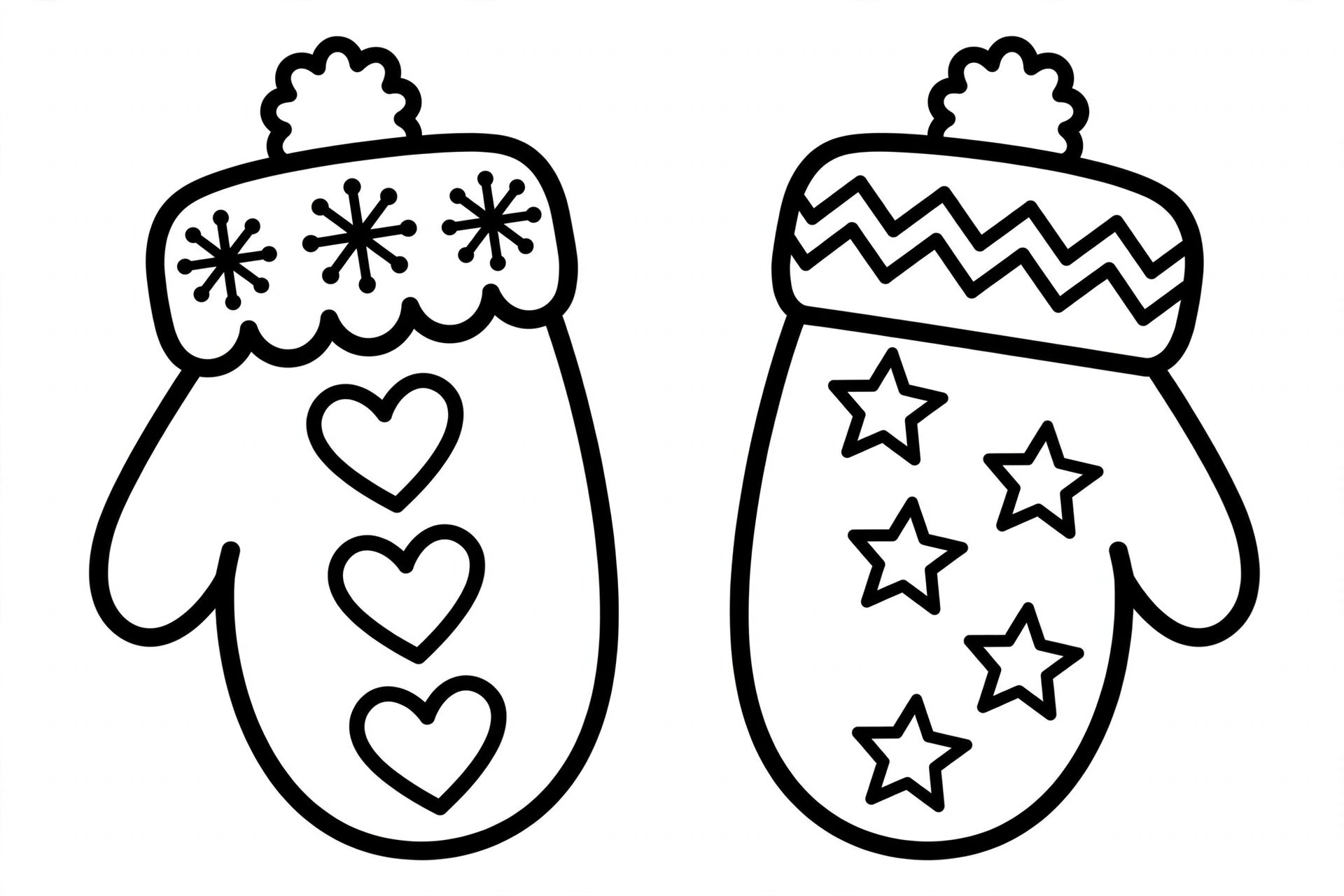 Mittens Coloring Page — free printable black and white coloring page for kids