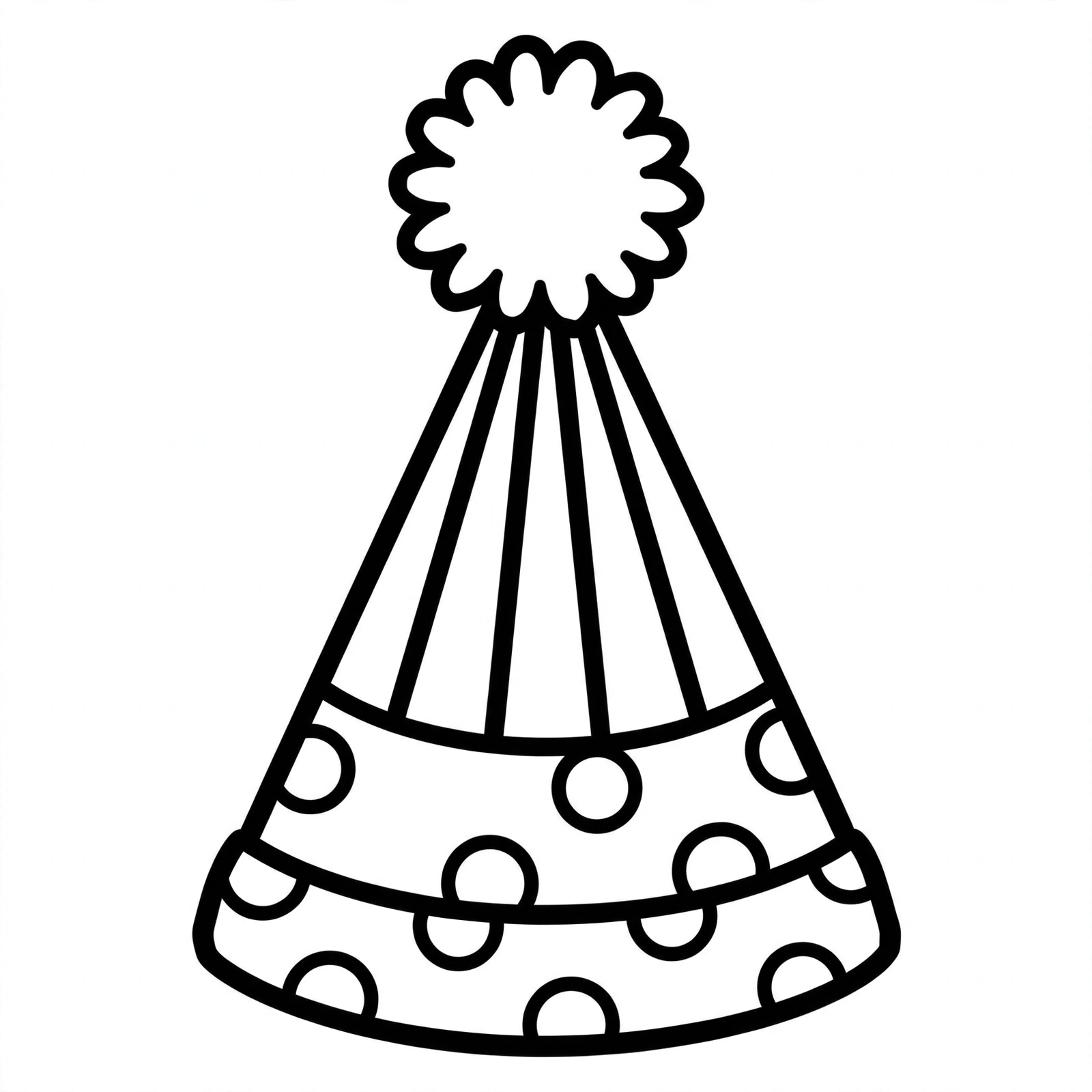 New Year Party Hat Coloring Page — free printable black and white coloring page for kids