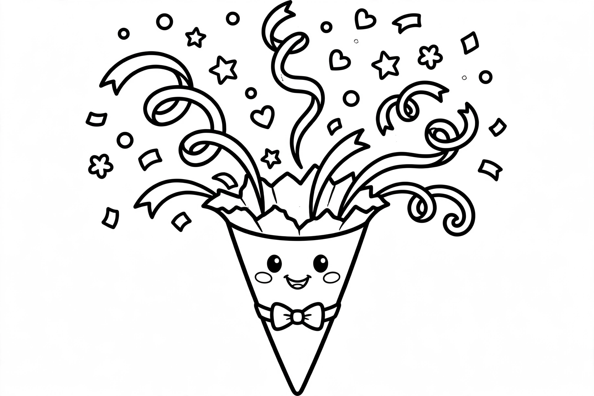 Party Popper Coloring Page — free printable black and white coloring page for kids