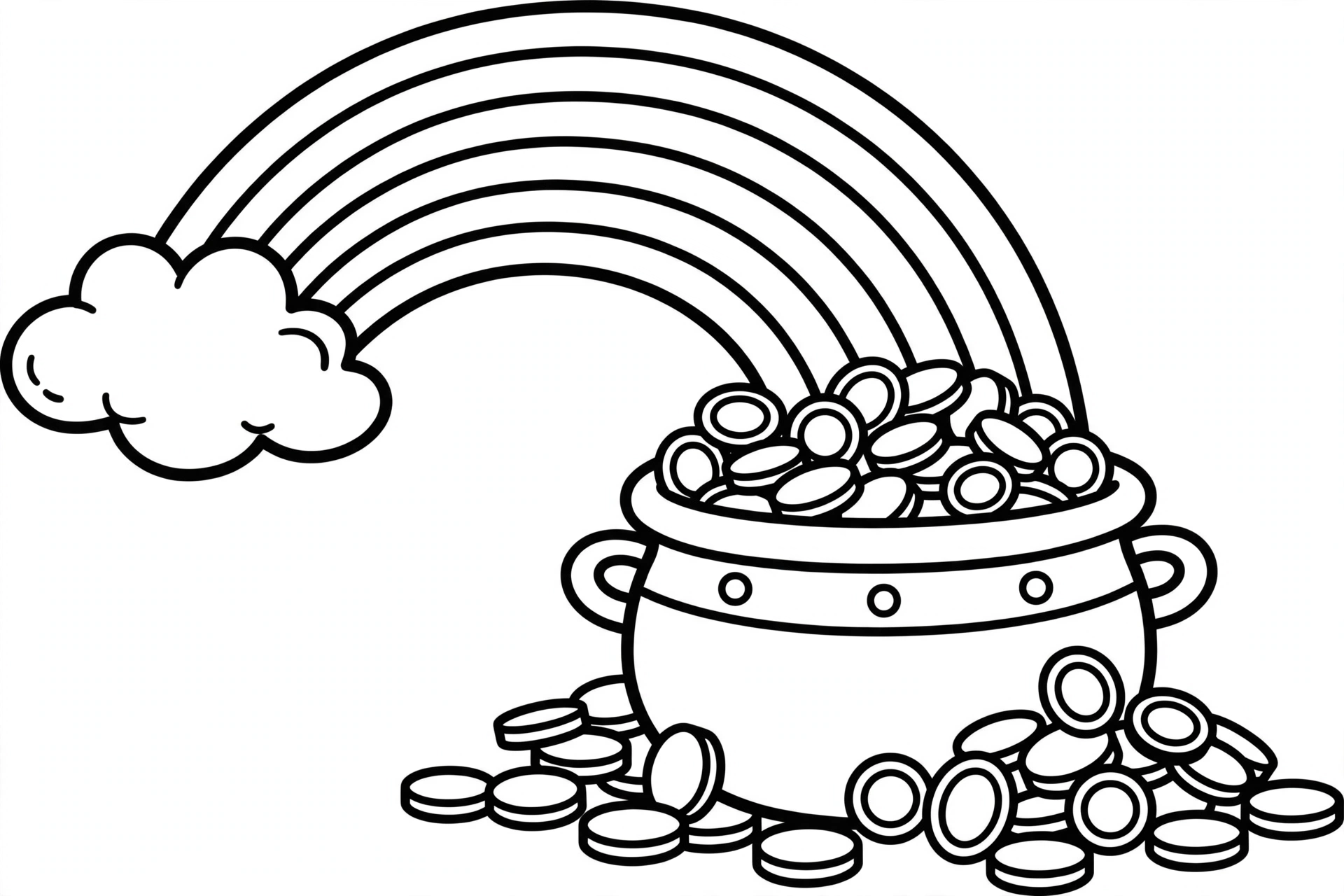 Pot of Gold Coloring Page — free printable black and white coloring page for kids