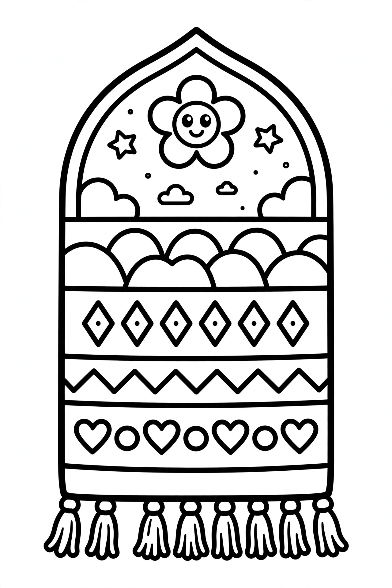 Prayer Mat Coloring Page — free printable black and white coloring page for kids