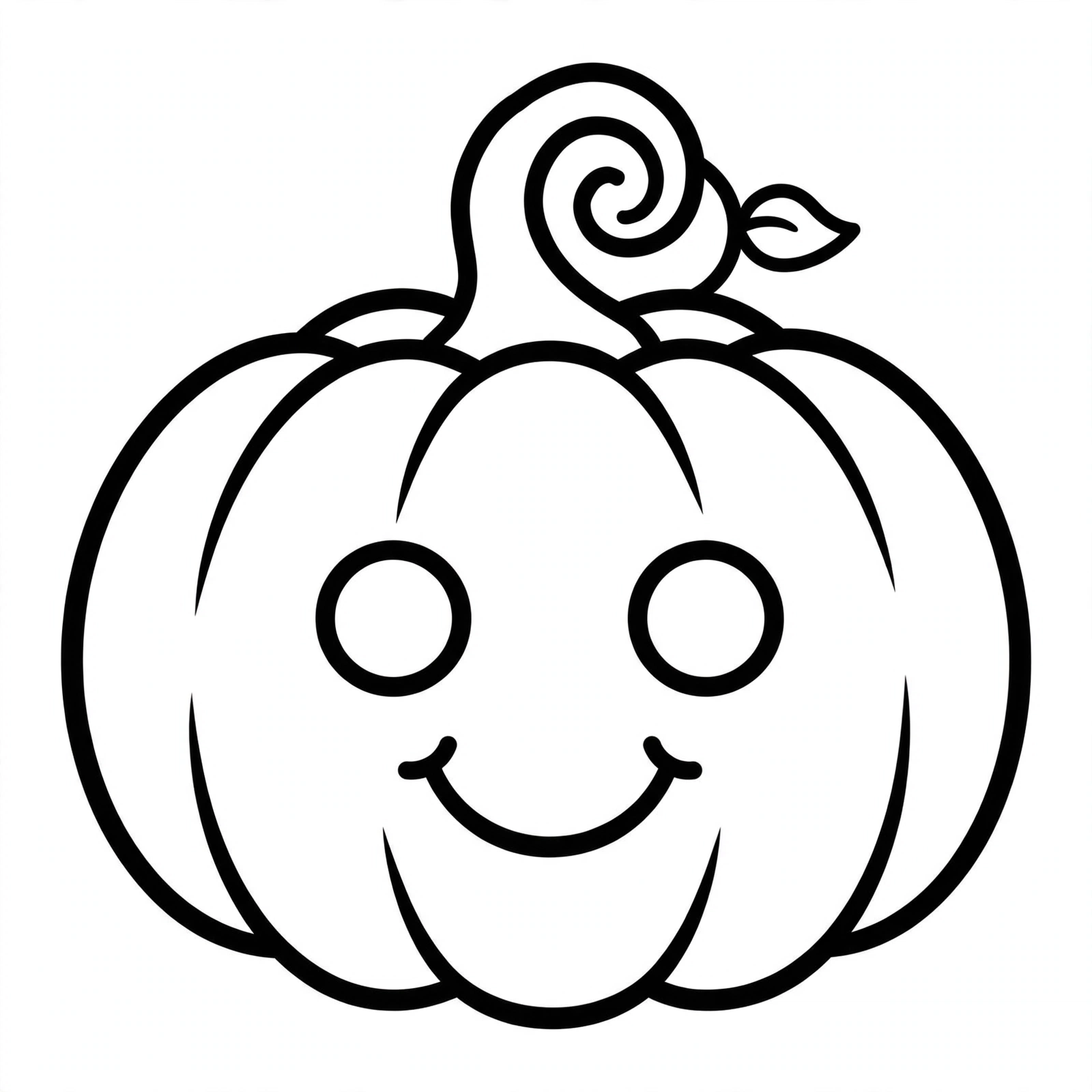 Friendly Pumpkin Coloring Page — free printable black and white coloring page for kids