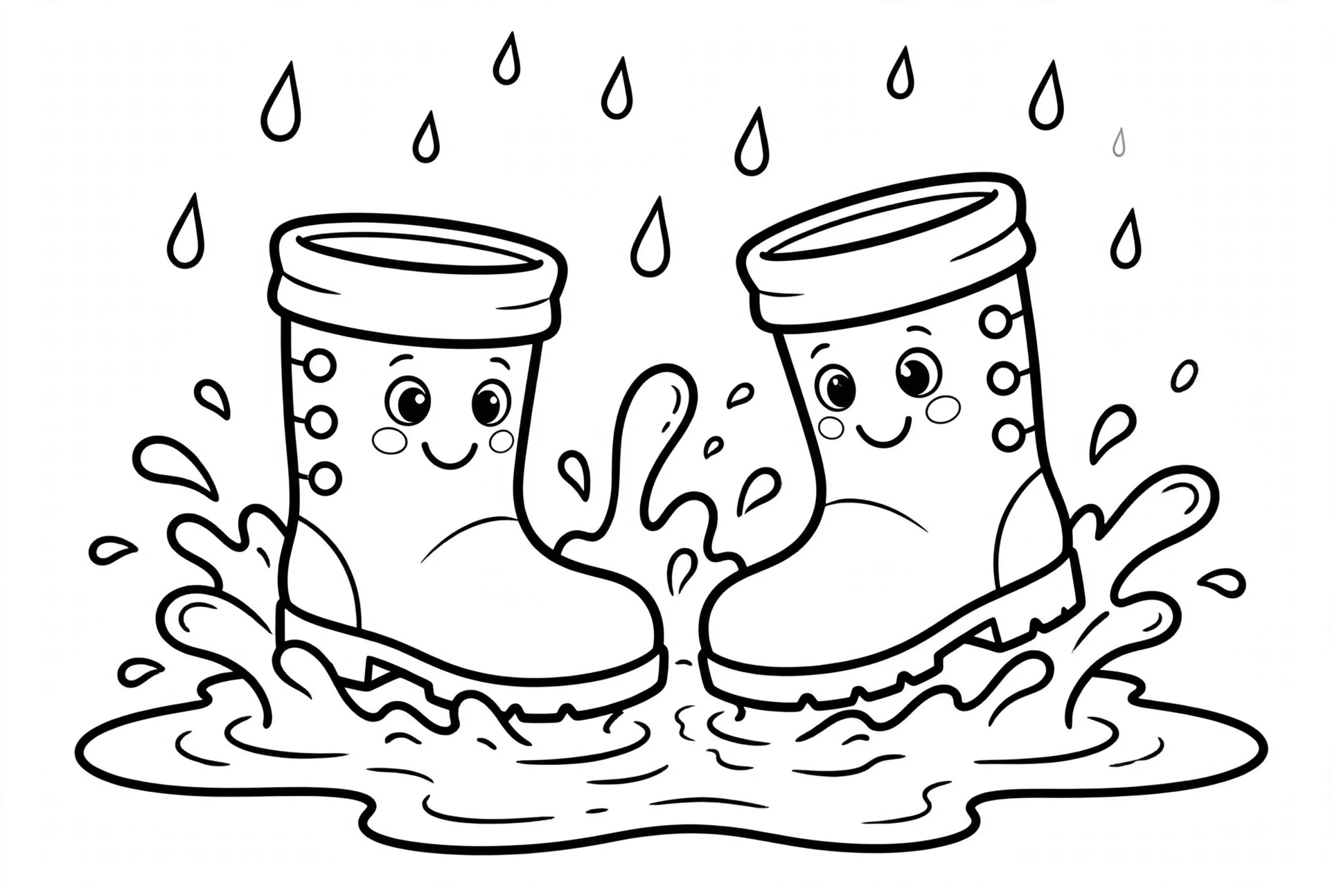 Rain Boots Coloring Page — free printable black and white coloring page for kids