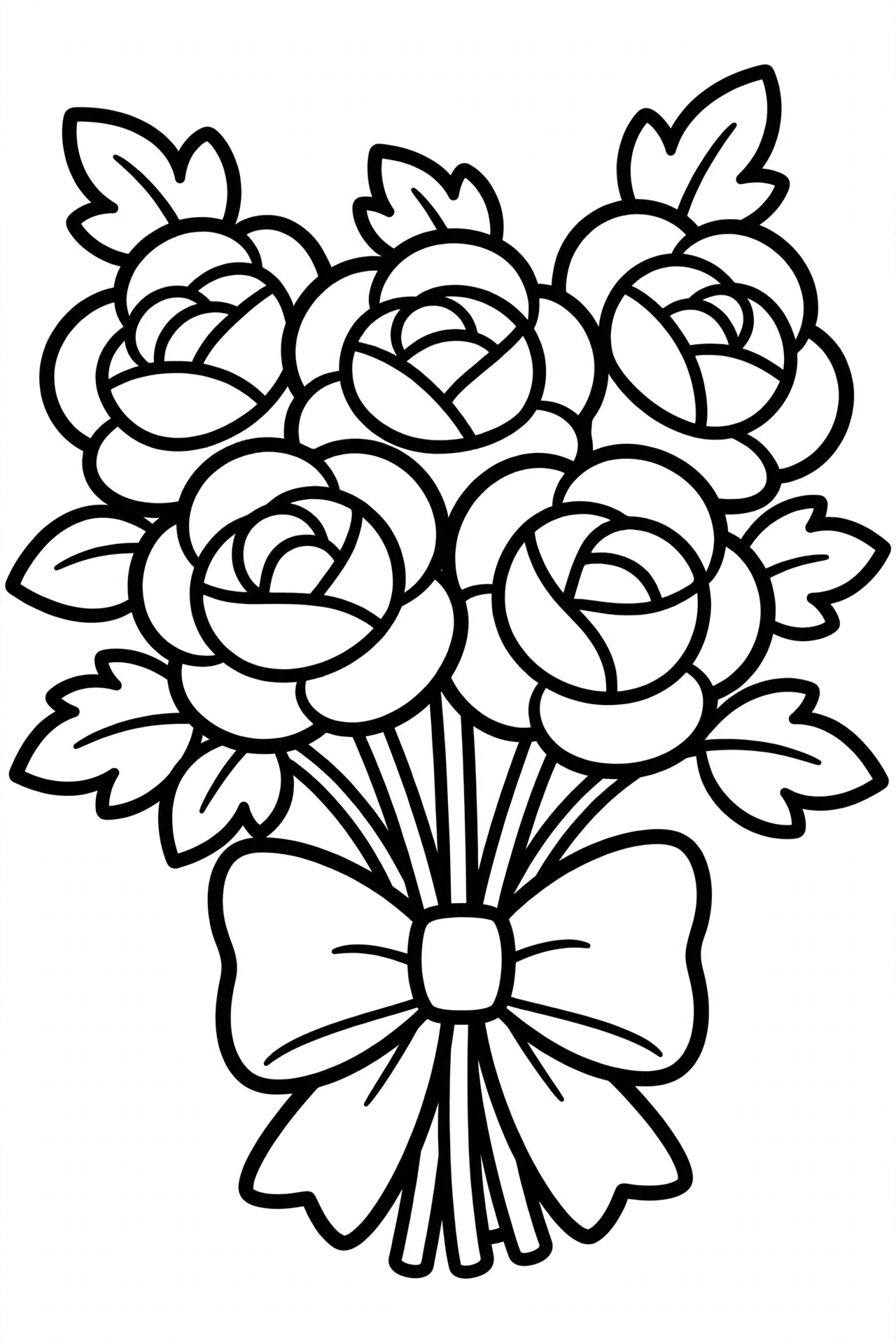 Roses Coloring Page — free printable black and white coloring page for kids