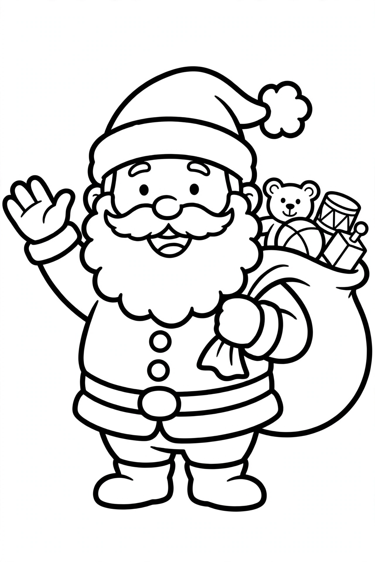 Santa Claus Coloring Page — free printable black and white coloring page for kids