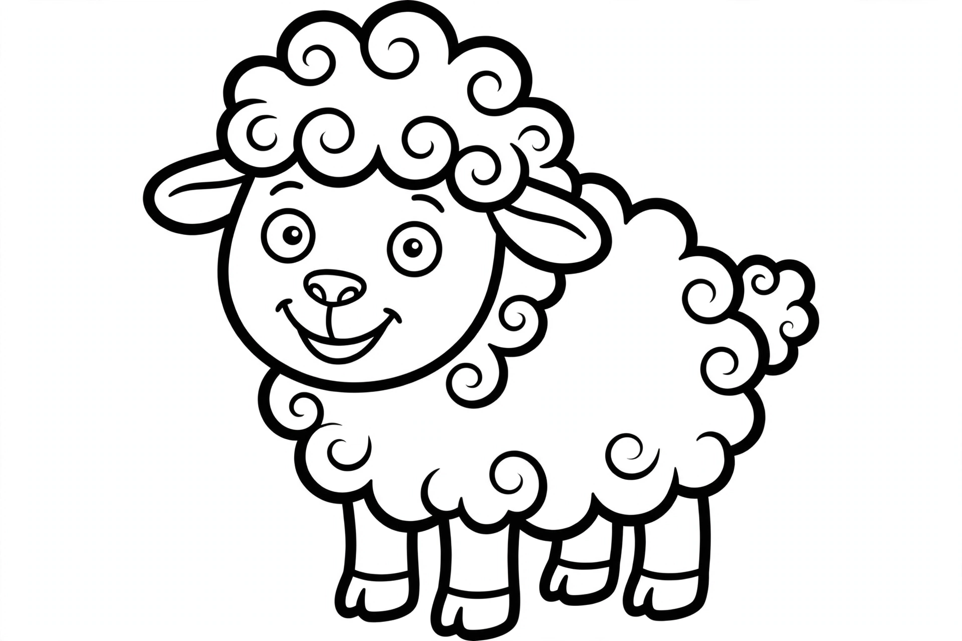 Sheep Coloring Page — free printable black and white coloring page for kids