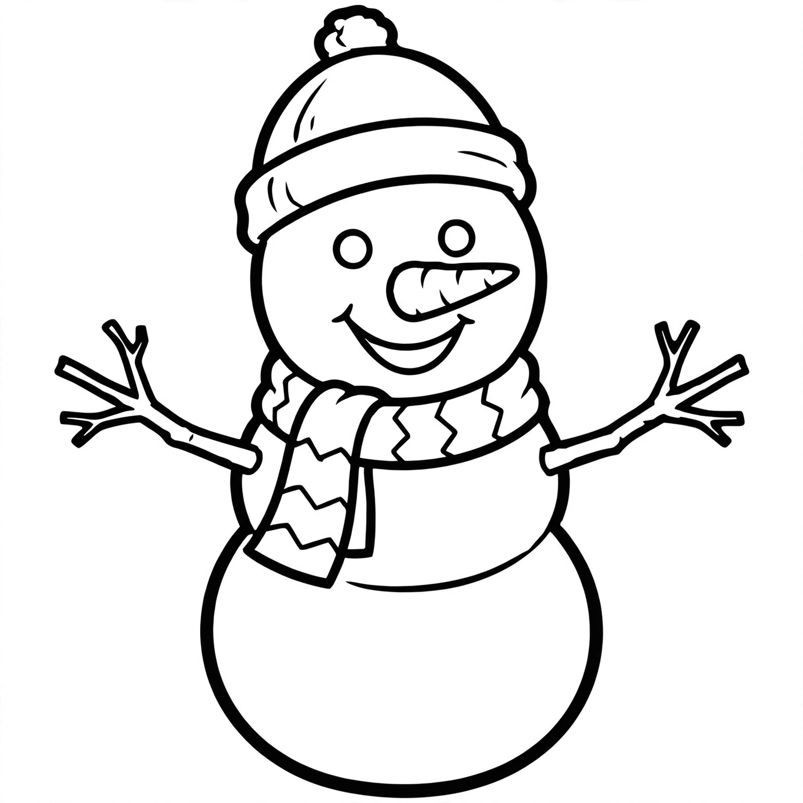 Snowman Coloring Page — free printable black and white coloring page for kids