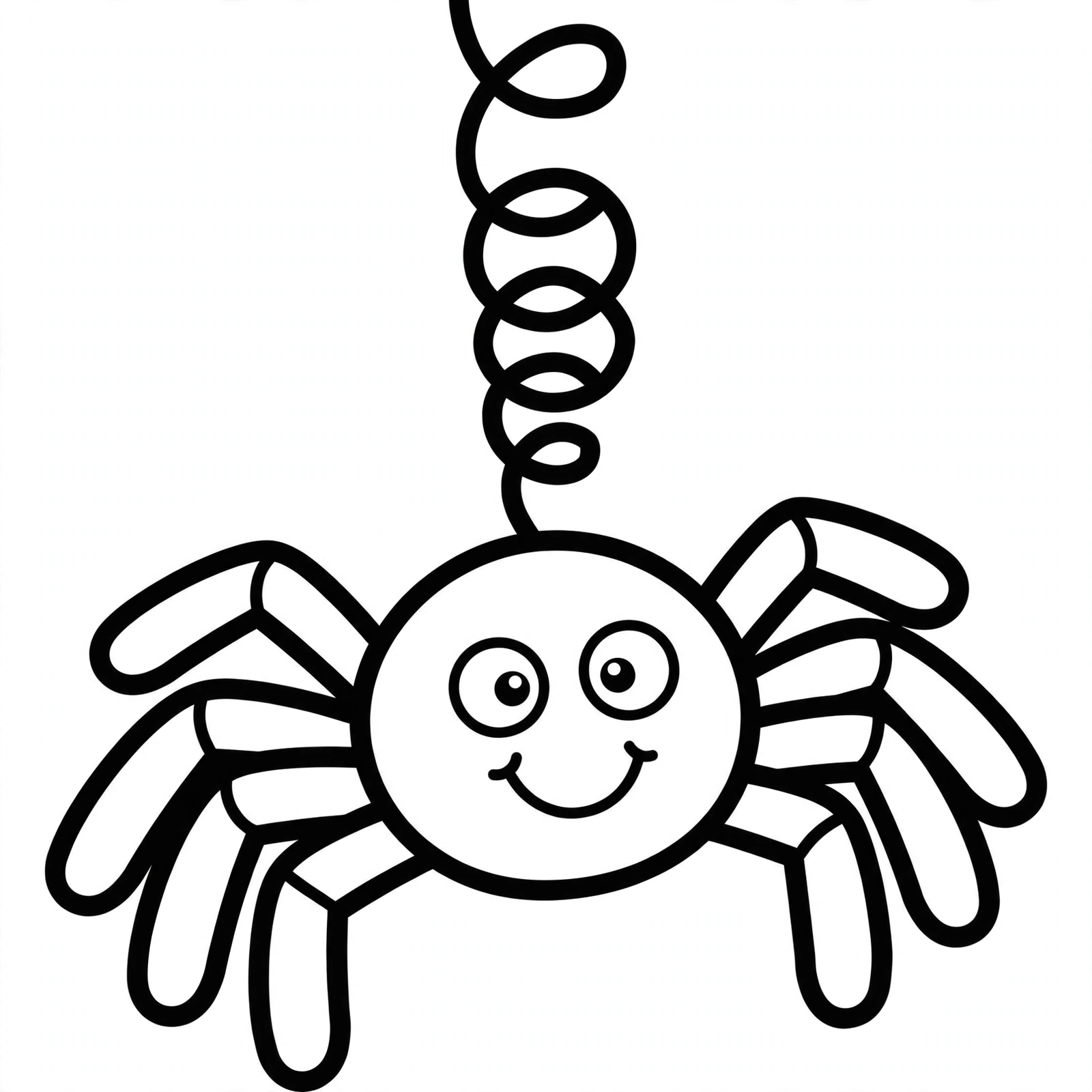 Friendly Spider Coloring Page — free printable black and white coloring page for kids