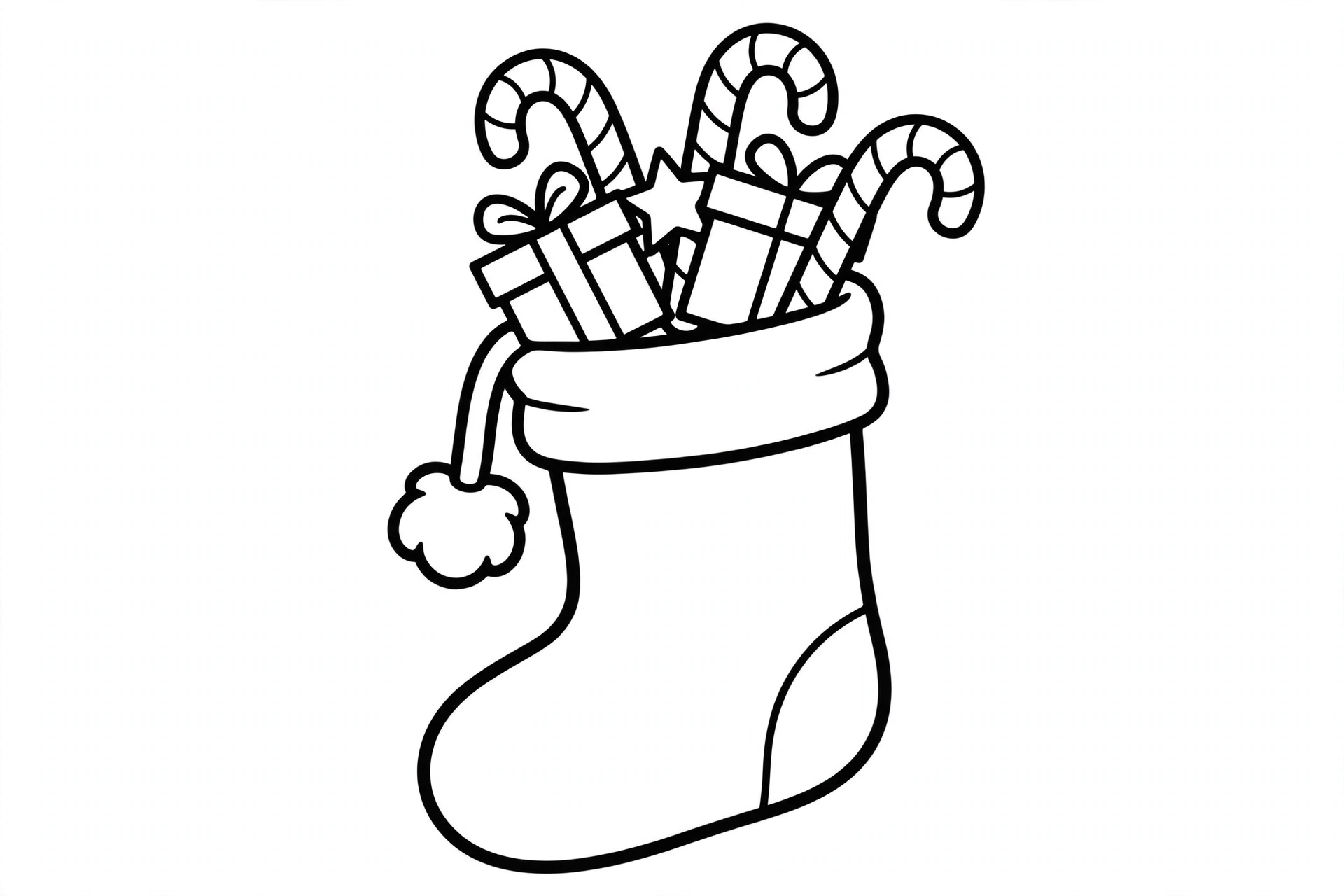 Christmas Stocking Coloring Page — free printable black and white coloring page for kids