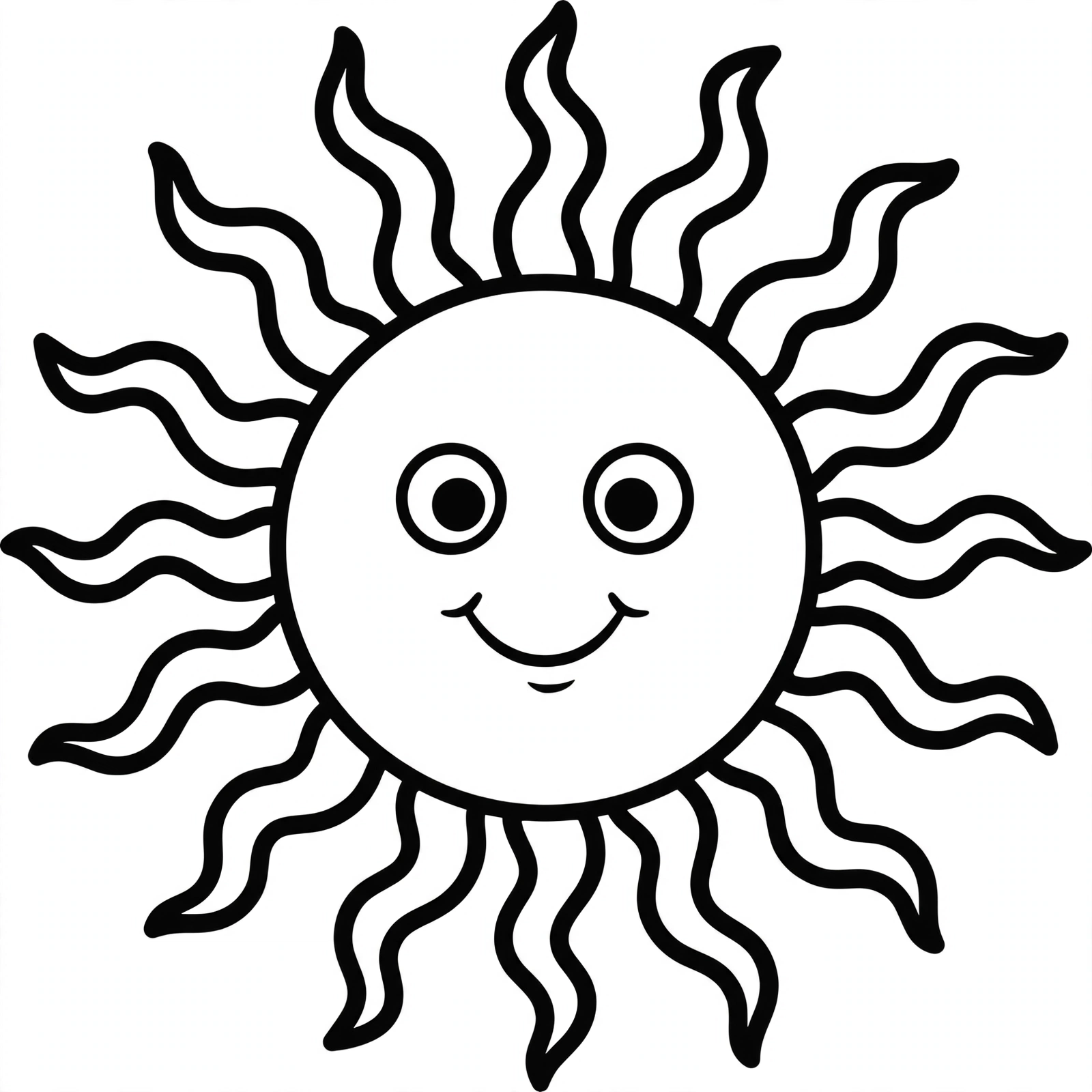 Summer Sun Coloring Page — free printable black and white coloring page for kids