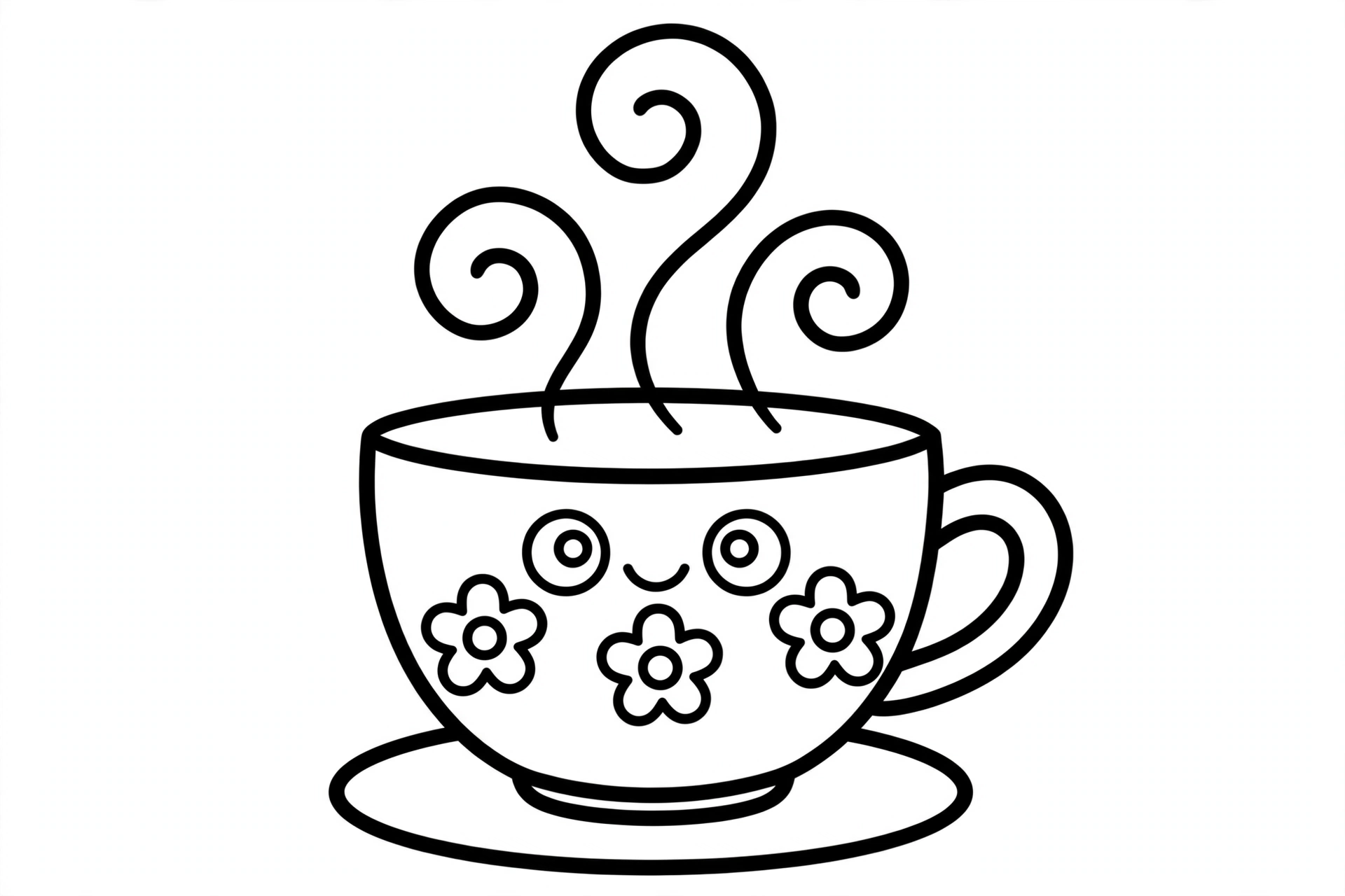Teacup Coloring Page — free printable black and white coloring page for kids
