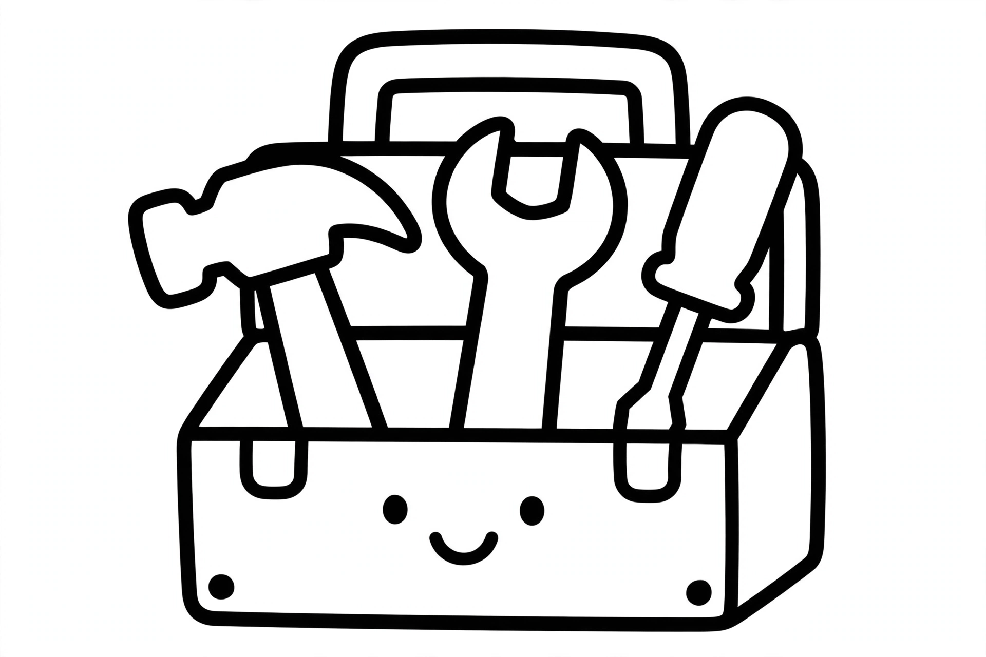Toolbox Coloring Page — free printable black and white coloring page for kids