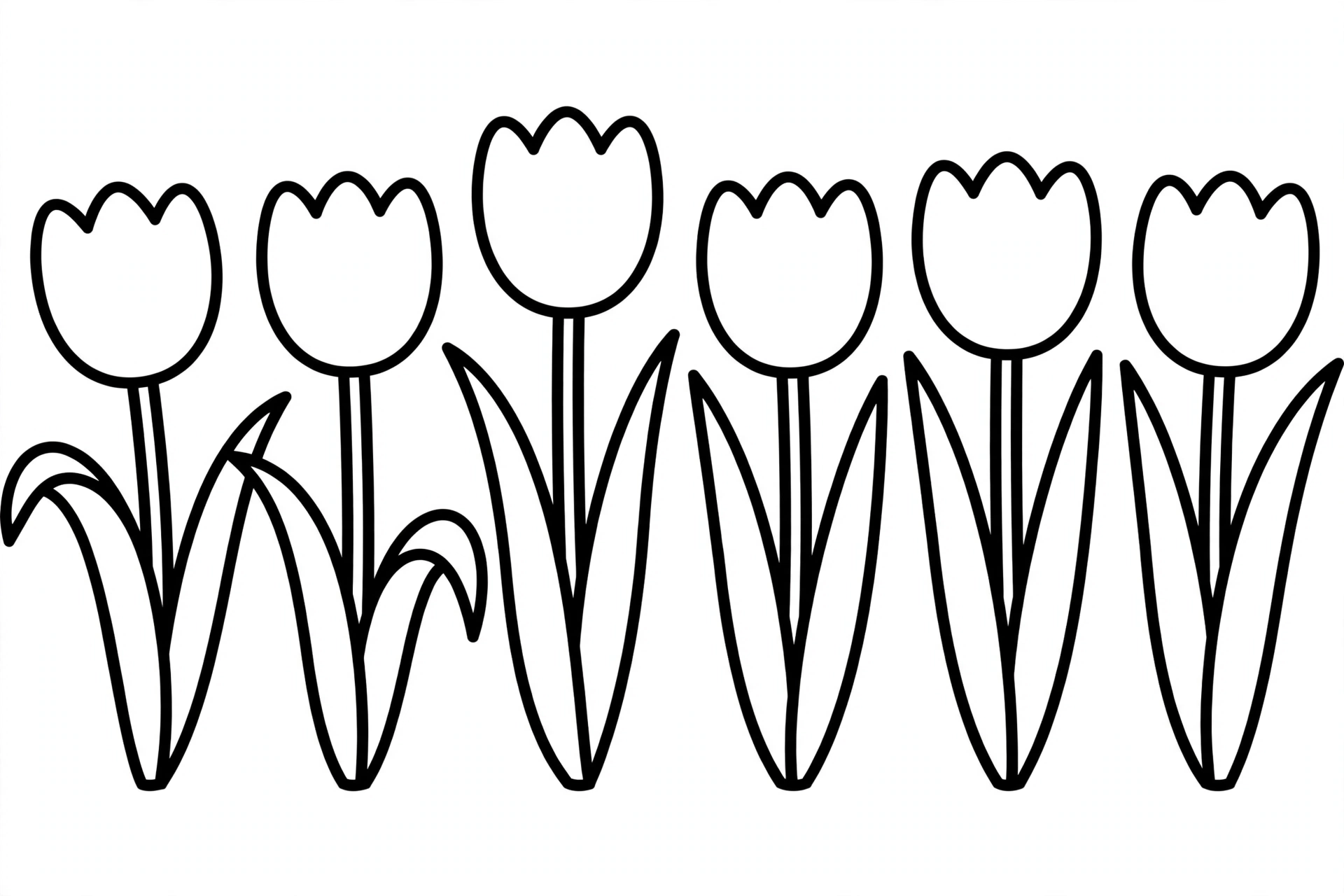 Tulips Coloring Page — free printable black and white coloring page for kids