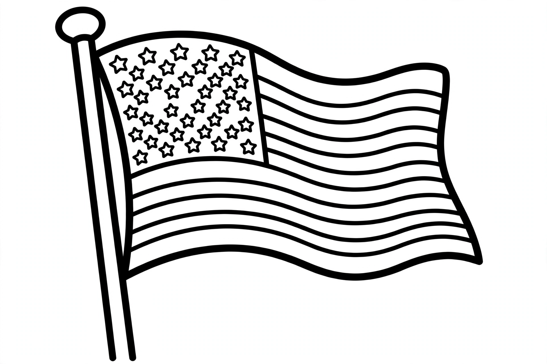 American Flag Coloring Page — free printable black and white coloring page for kids