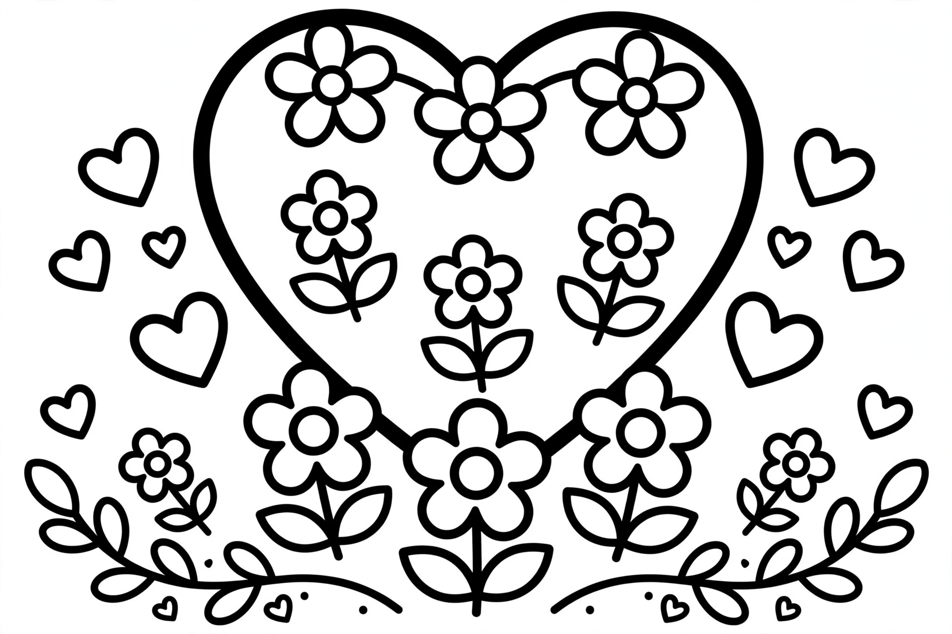 Valentine Card Coloring Page — free printable black and white coloring page for kids