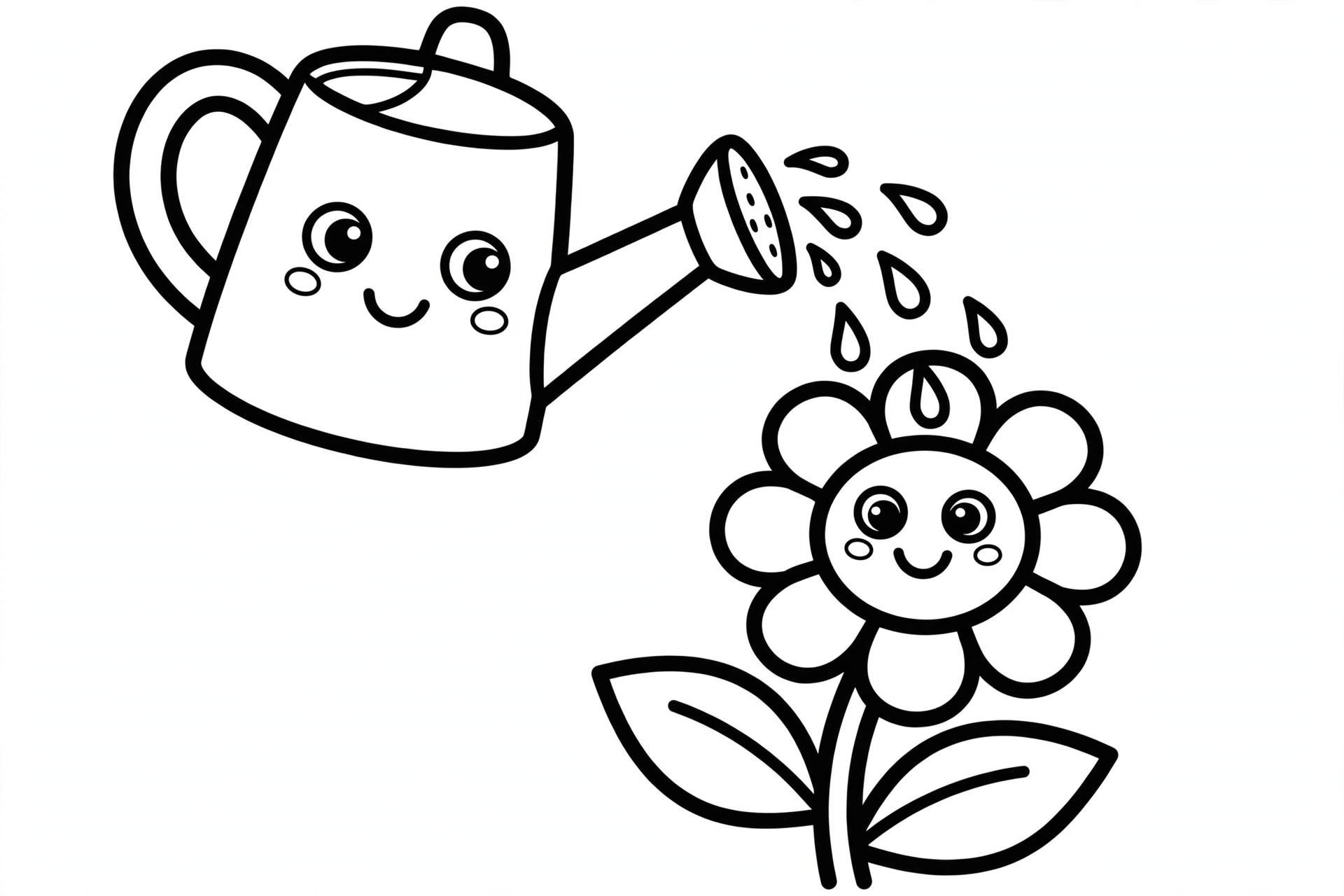 Watering Can Coloring Page — free printable black and white coloring page for kids